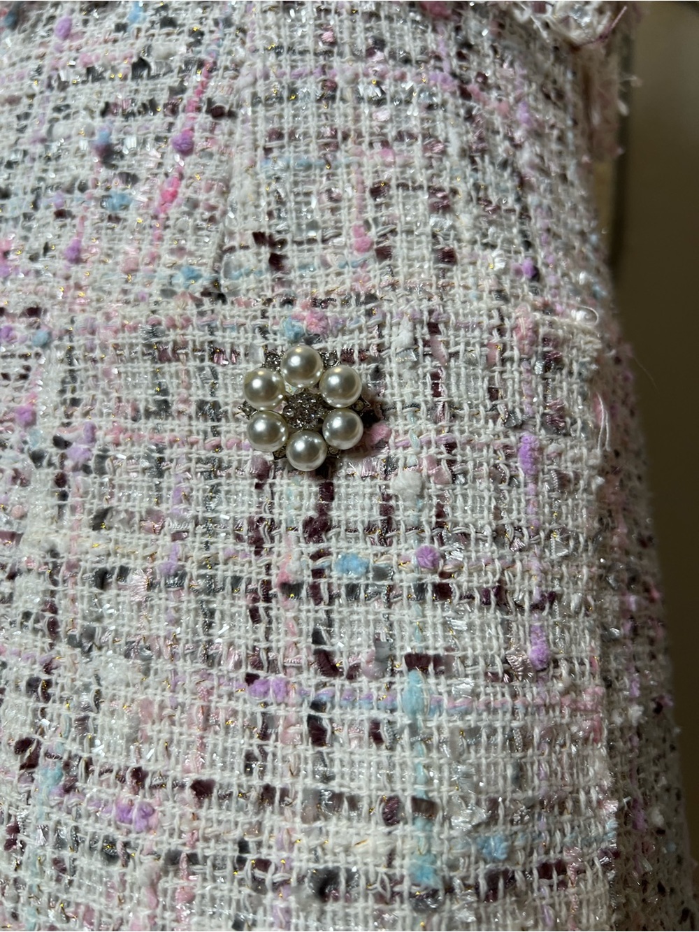 Sleeveless Tweed A-Line Dress in Pastel Pink - Picture 9 of 15